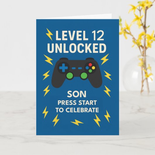 Son 12th Birthday Game Controller Leeftijd 12 Ontg Kaart (Gele Bloem)