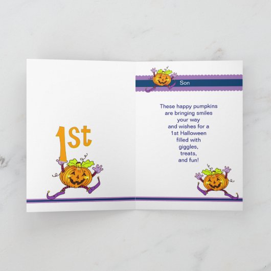 Son 1st Halloween Happy Pumpkin Kaart (Binnen)