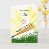 Son Baseball Birthday Card Kaart (Gele Bloem)