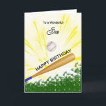 Son Baseball Birthday Card Kaart<br><div class="desc">Geef je honkbal liefhebbende zoon een honkbal- en vleermuiskaart met een explosief honkbalthema! Een honkbal en een knuppel met de woorden "Op een geweldige zoon".</div>