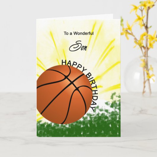 Son Basketball Birthday Card Kaart (Gele Bloem)
