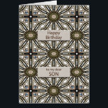 Son Birthday Abstract Mandala Design<br><div class="desc">Een leuke manier om je zoon een gelukkige verjaardag te wensen. Deze kaart heeft een zeer mannelijk gevoel en bestaat uit het met elkaar verbinden van geometrische figuren. De hoofdkleur is bruin, met zwart-wit. Een mooie kaart die een man zal waarderen. Het vers vertelt hem hoeveel hij voor je betekent....</div>