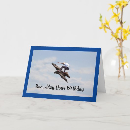 Son Birthday Bird Surfing Kaart (Gele Bloem)