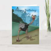 Son Birthday Card - Cartoon Ostrich - digitale pij Kaart (Voorkant)