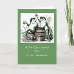Son Birthday Frogs Toasting met bier Kaart<br><div class="desc">kikkers roosteren naar de verjaardag van uw zoon. Breng een glimlach op zijn gezicht met deze grappige kaart! Vintage afbeelding met dank aan Clipart.</div>