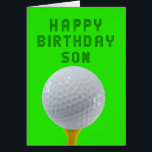 Son Birthday Golf<br><div class="desc">Gelukkige golfverjaardag voor je zoon! Een golfbal op een t-shirt klaar om af te t - shirts! Een geweldige kaart voor elke zoon die van het golfspel houdt.</div>