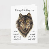 Son Birthday - Wolf en Pack Quote Kaart (Voorkant)