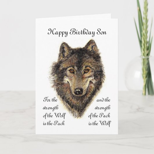 Son Birthday - Wolf en Pack Quote Kaart (Voorkant)