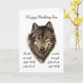 Son Birthday - Wolf en Pack Quote Kaart (Gele Bloem)