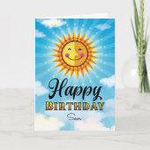 Son Birthday Yellow Smiling Sun Card Kaart (Voorkant)