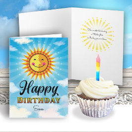 Son Birthday Yellow Smiling Sun Card Kaart