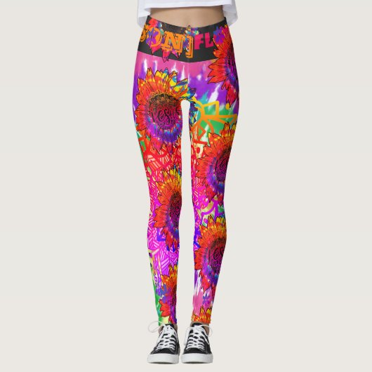 "[SON]bloemkracht" heldere stropdas-kleurige zonne Leggings (Voorkant)