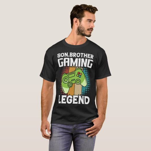 Son Brother Gaming Legend Retro-videogame T-shirt (Voorkant volledig)