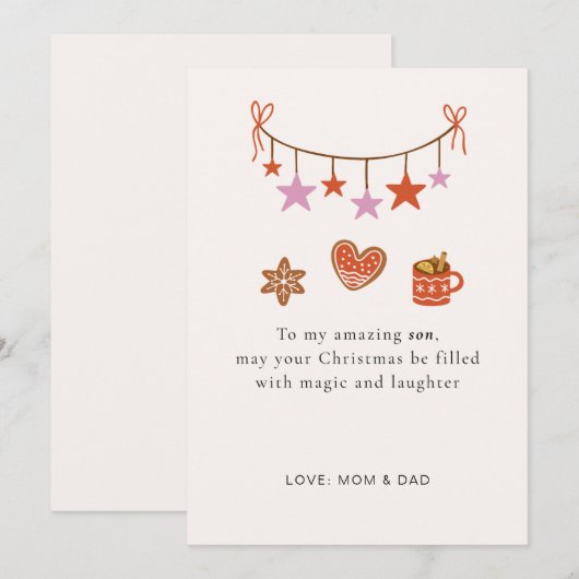 Son Christmas Card Cute Personalized Feestdagenkaart (Voorkant / Achterkant)