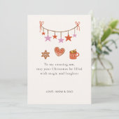 Son Christmas Card Cute Personalized Feestdagenkaart (Staand voorkant)