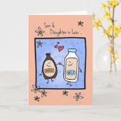 Son & Daughter in Law Jubileum, Chocolademelk Kaart (Gele Bloem)