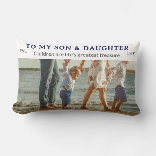 Son & Daughter Personalized Throw Pillow Gift Kussen (Voorkant)