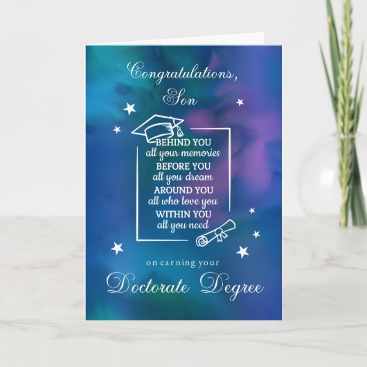 Son Doctorate PhD Afstuderen Gefeliciteerd Quote Kaart (Voorkant)