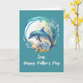 Son Dolphin Vaderdag Ocean Golven van het Leven Kaart (Gele Bloem)