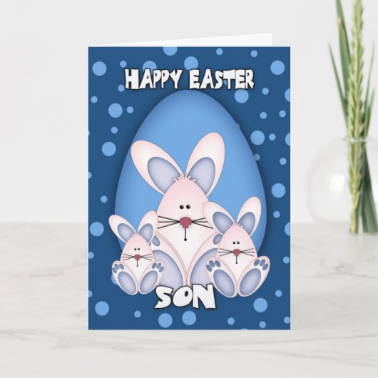 Son Easter Wenskaart met Schattigee konijnen Feestdagen Kaart (Voorkant)