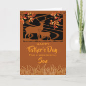 Son Father’s Day Deer in Field Fall Leaves Kaart (Voorkant)