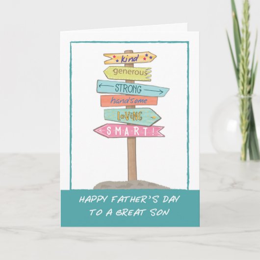 Son Fathers Day Fun Teken Goede Kwaliteit Verbazin Kaart (Voorkant)