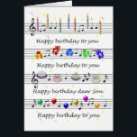 Son Funny Happy Birthday Song Sheet Music<br><div class="desc">Een leuke manier om je zoon een gelukkige verjaardag te wensen. Deze kaart heeft alles,  taart,  kaarsen,  ballonnen,  cadeaus en nog veel meer taart! Zing een verjaardagslied en wens een gelukkige verjaardag met een grappige verjaardagskaart.</div>