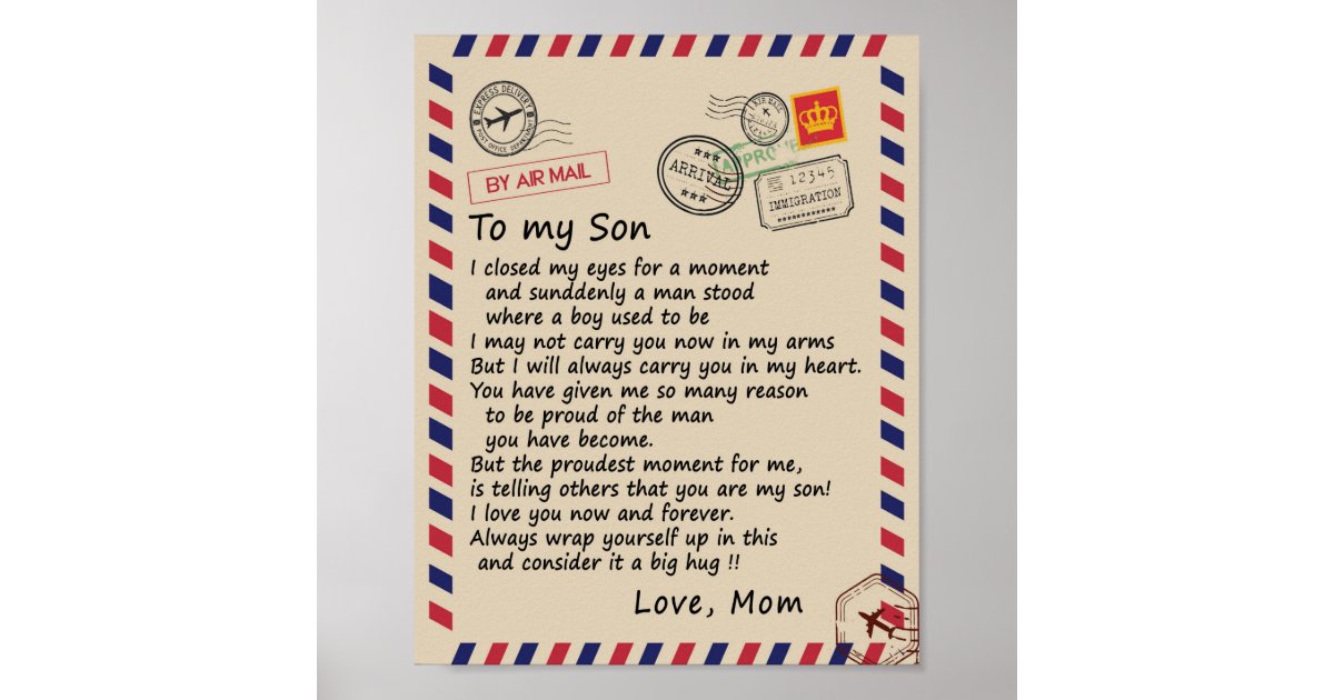 Son Gift | Brief aan mijn zoontje van mam Poster | Zazzle.nl