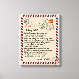 Son Gift   Brief aan mijn zoontje van mama Canvas Afdruk