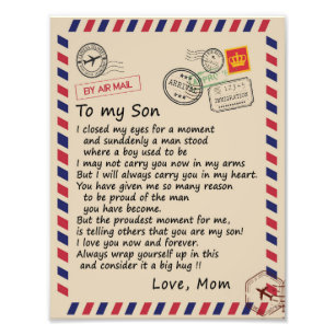 Son Gift   Brief aan mijn zoontje van mama Foto Afdruk