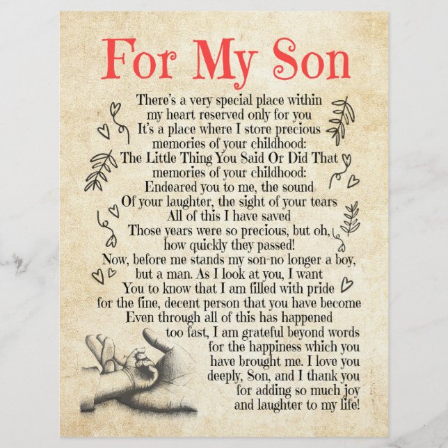 Son Gift | Hartelijk dank voor uw bijdrage aan mij Briefhoofd (Voorkant)