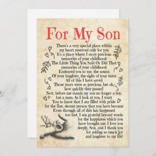 Son Gift | Hartelijk dank voor uw bijdrage aan mij Feestdagenkaart (Voorkant / Achterkant)