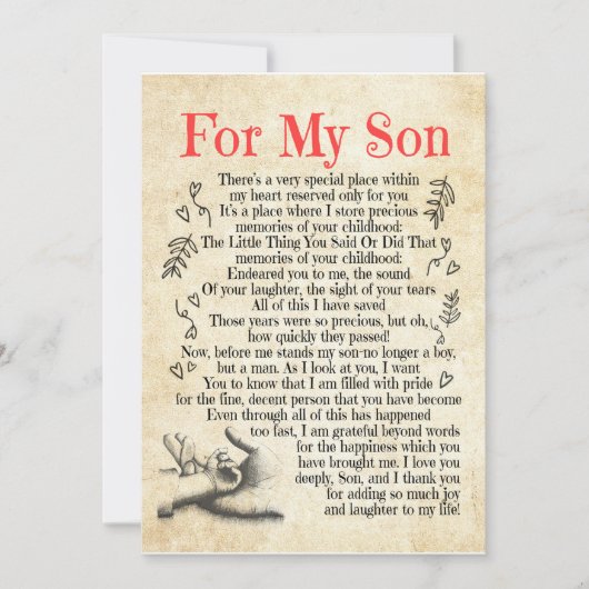 Son Gift | Hartelijk dank voor uw bijdrage aan mij Kaart (Voorkant)