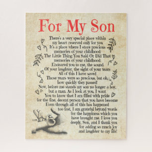 Son Gift   Hartelijk dank voor uw bijdrage aan mij Legpuzzel