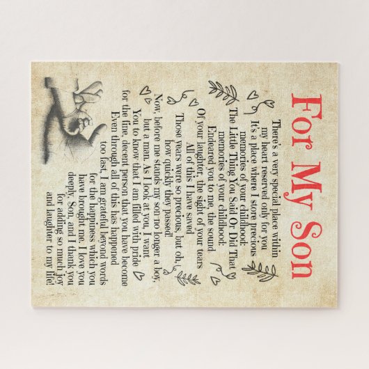 Son Gift | Hartelijk dank voor uw bijdrage aan mij Legpuzzel (Horizontaal)