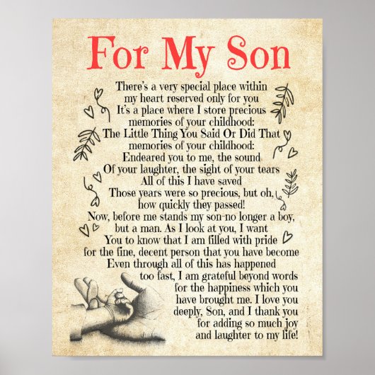 Son Gift | Hartelijk dank voor uw bijdrage aan mij Poster (Voorkant)