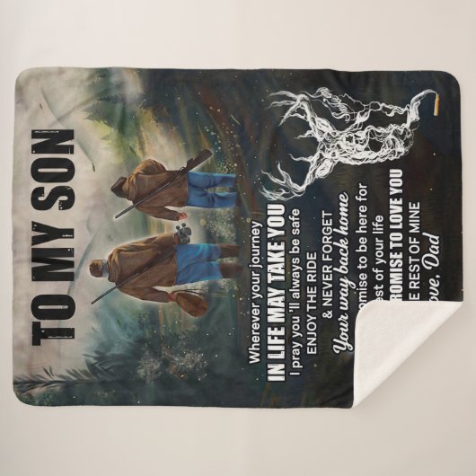 Son Gifts | Brief aan mijn zoontje van papa Sherpa Deken (Voorkant (horizontaal))