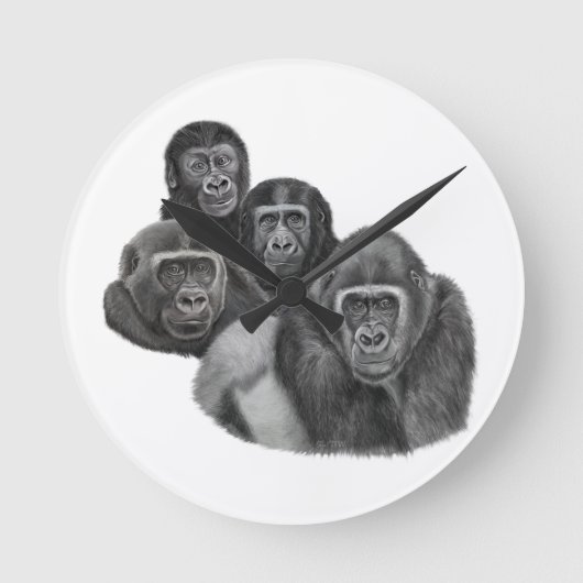 Son Gorilla Clock By AGE. Gorilla Life Ronde Klok (Voorkant)