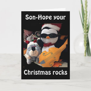 SON-H0PE Y0UR CHRITMAS "R0CKS" ZEGT GUITAR PLAYER FEESTDAGEN KAART