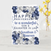 Son Happy Jubileum Blue-ballon Kaart (Gele Bloem)