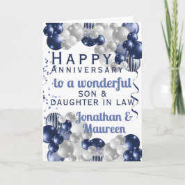 Son Happy Jubileum Blue-ballon Kaart