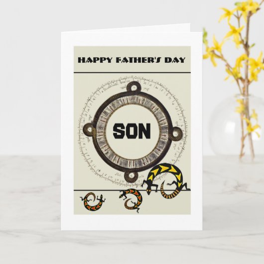 Son / Happy Vaderdag - Maya / hagedissen Kaart (Gele Bloem)