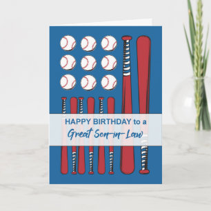 Son in Law Baseball Flag Verjaardag Rood Wit Blauw Kaart
