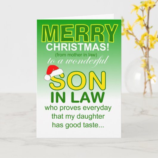 Son in law proves daughter's good taste Christmas Kaart (Gele Bloem)
