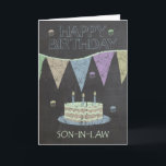 Son-in-Law Trendy Krijtbord Effect, Kaart<br><div class="desc">Schoonzoon Trendy Krijtbord Effect,  Met Verjaardagstaart</div>