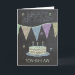 Son-in-Law Trendy Krijtbord Effect, Kaart<br><div class="desc">Schoonzoon Trendy Krijtbord Effect,  Met Verjaardagstaart</div>