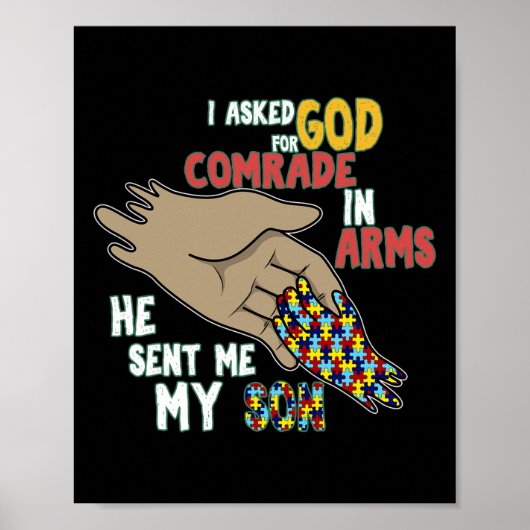 Son Kind Autistic Puzzle Piece Cool Autism Awarene Poster (Voorkant)