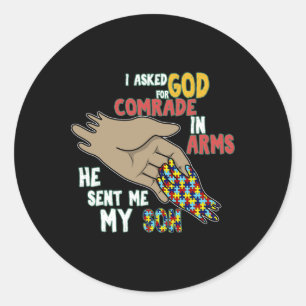 Son Kind Autistic Puzzle Piece Cool Autism Awarene Ronde Sticker