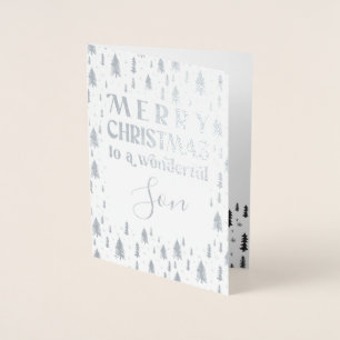 Son Merry kerstbomen Silver Foil Card Folie Kaarten