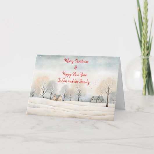 SON N FAMILIE LANDELIJKE SCENE KERST KAART (Voorkant)